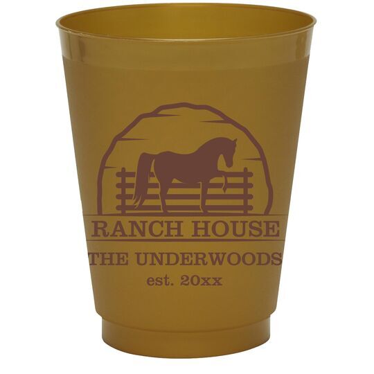 Horse Ranch House Colored Shatterproof Cups